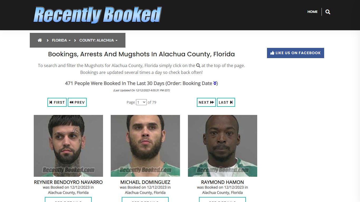 Recent bookings, Arrests, Mugshots in Alachua County, Florida